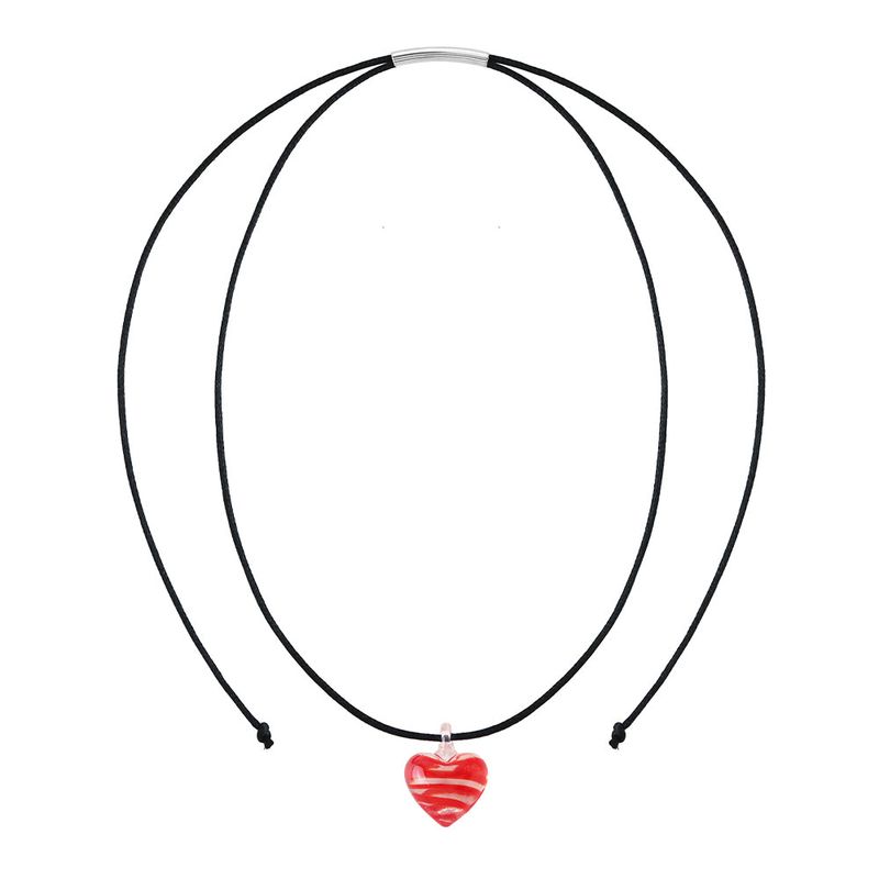 HEART STRIPE NECKLACE (RED)