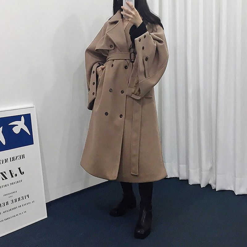 SK Button slit wool robe long coat (3 colors)
