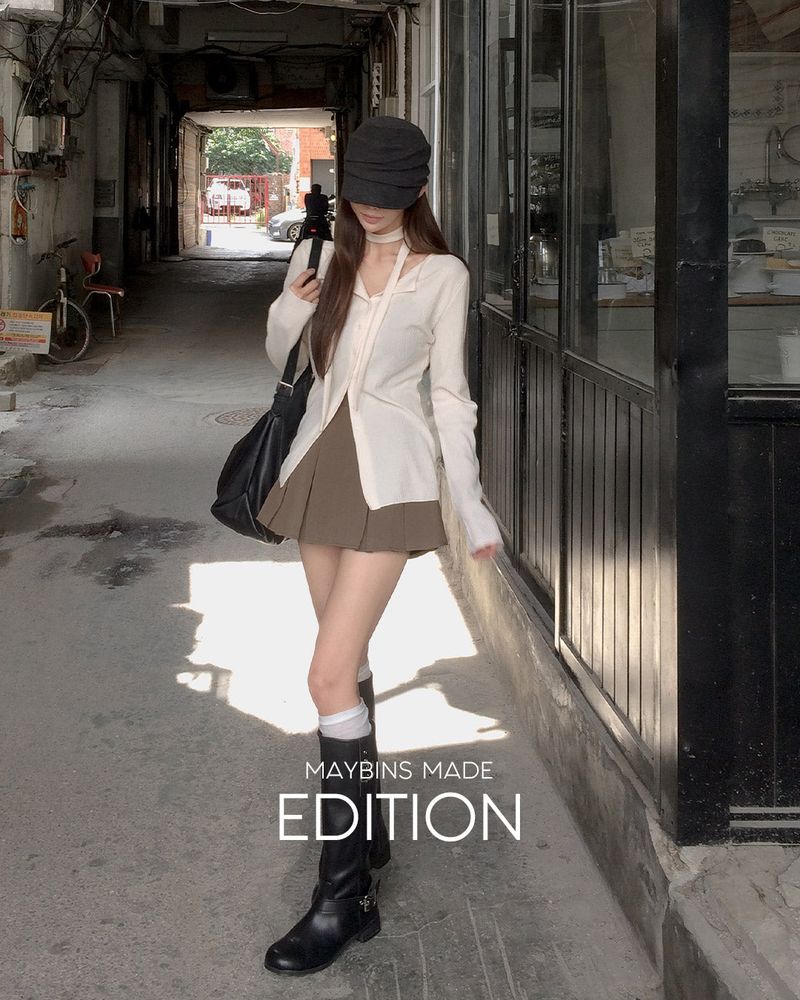 MADE. Rua pleated mini skirt with built-in shorts