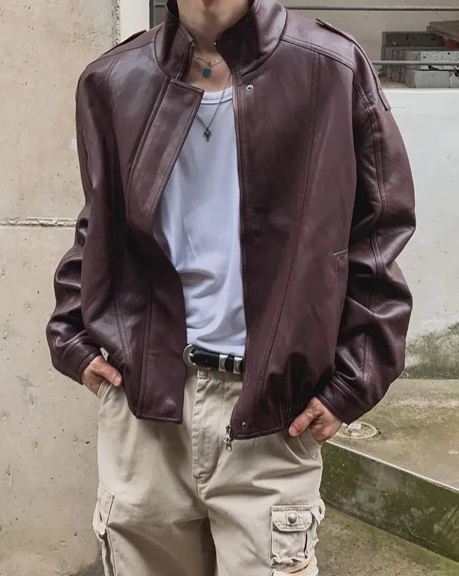 Raoul High-Neck Leather Jacket