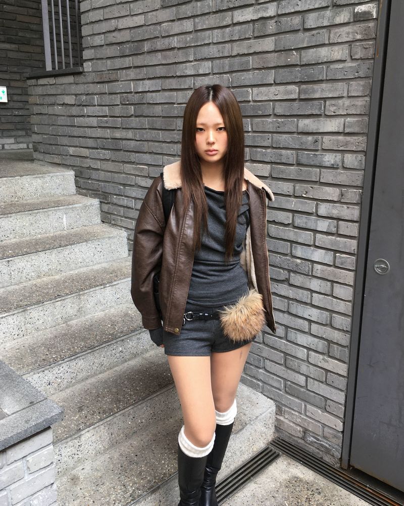 Vintage fur leather jacket