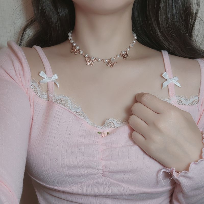 バタフライワルツチョーカーネックレス - Rosegold Color