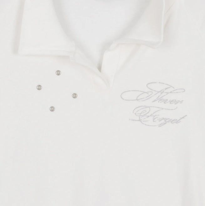 Lasso Eyelet Lettering Collar Tee