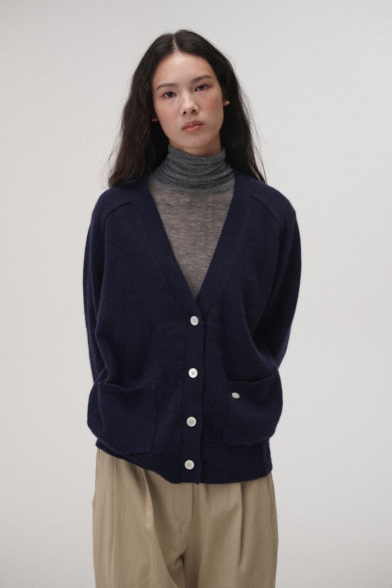 Loose cardigan (Navy)
