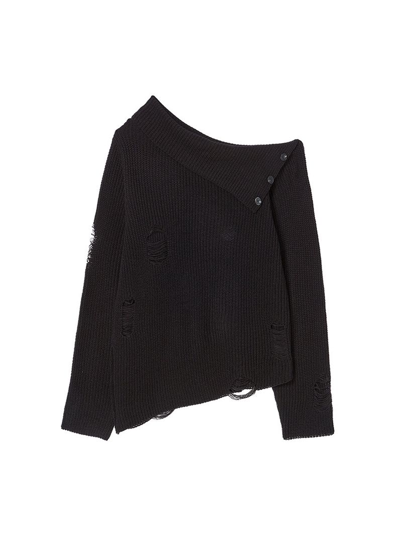 DAMAGE OFF SHOULDER KNIT BLACK