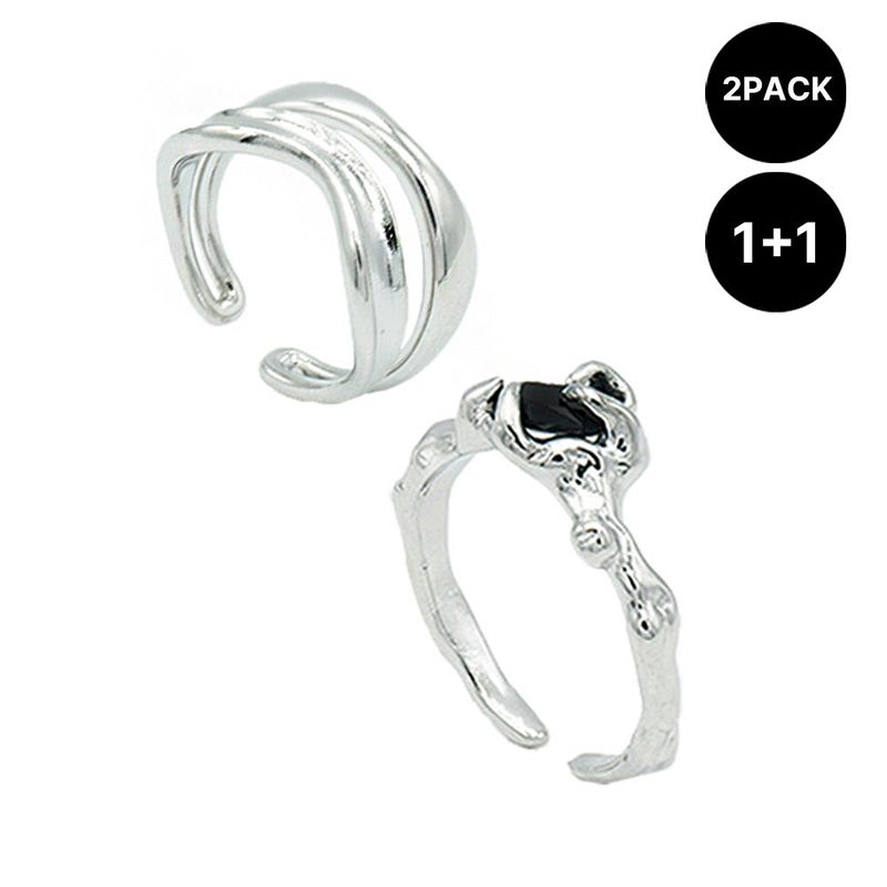 RANDOMOFF（ランダムオフ）の「[2PACK][Silver] Open Ring (Choose Two of 11 types) (Random Gift Additional)（Accessories）」