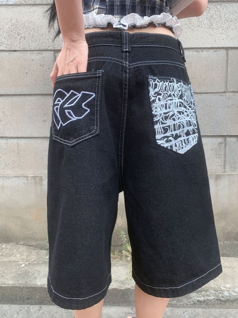  [🖤MD PICK] Backline Back Point Bermuda Denim Pants (Black)