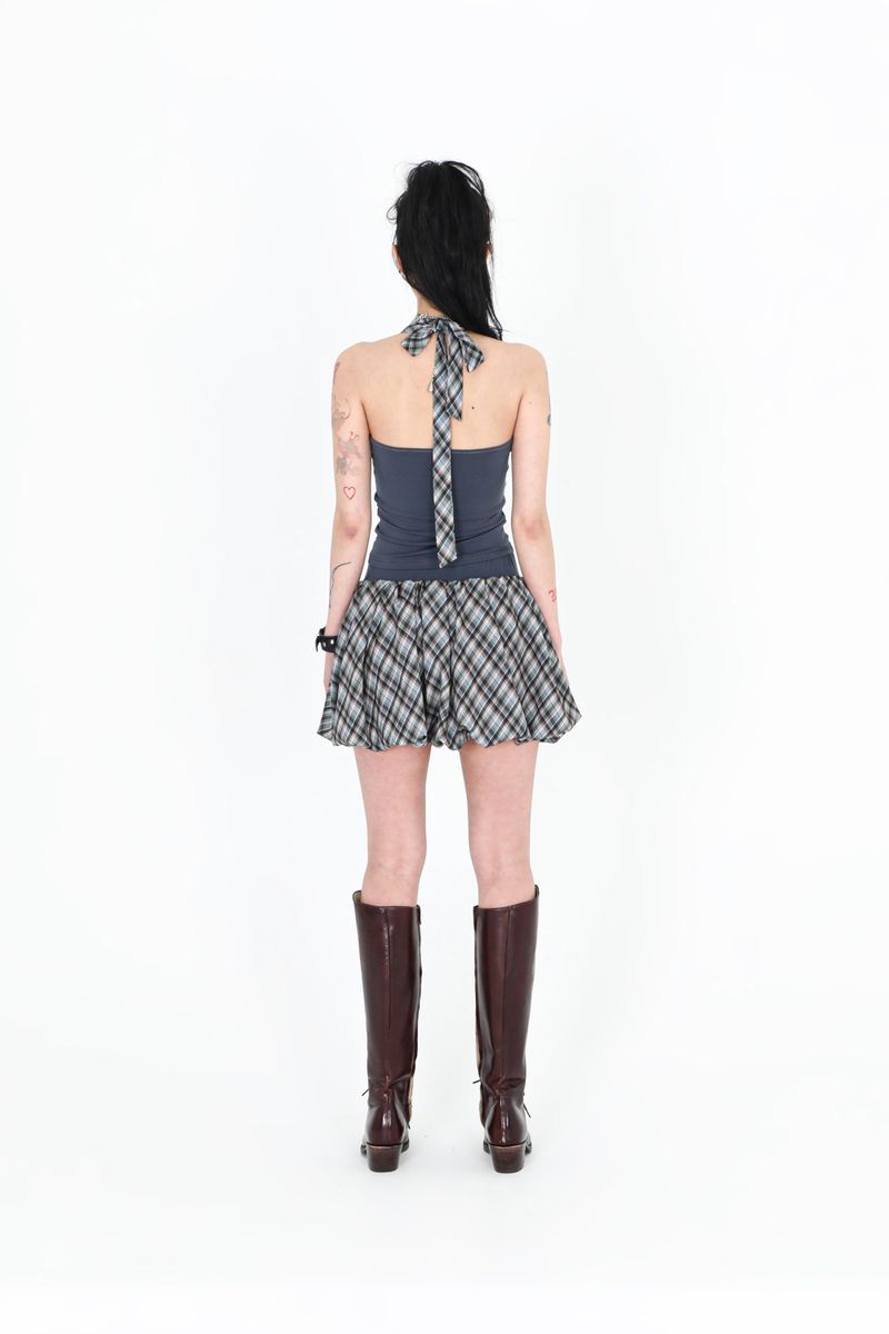 MINT CHECK HALTER TOP