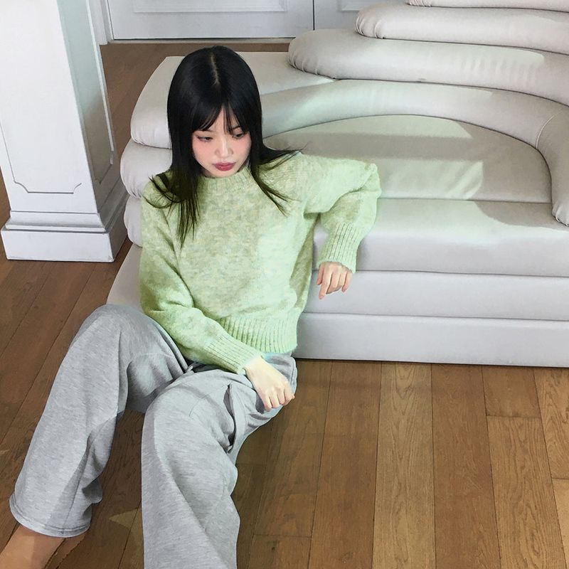 Adieu pastel gradation mix round long sleeve knit