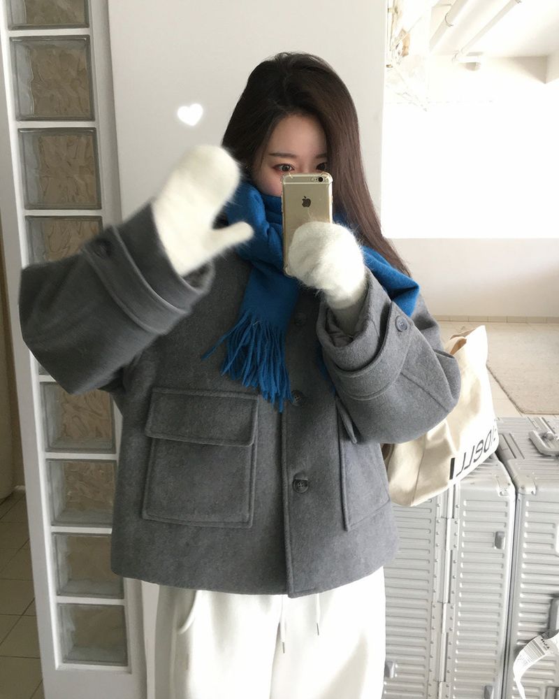 [ORIGINAL] CHILD HOOD WOOL SHORT COAT