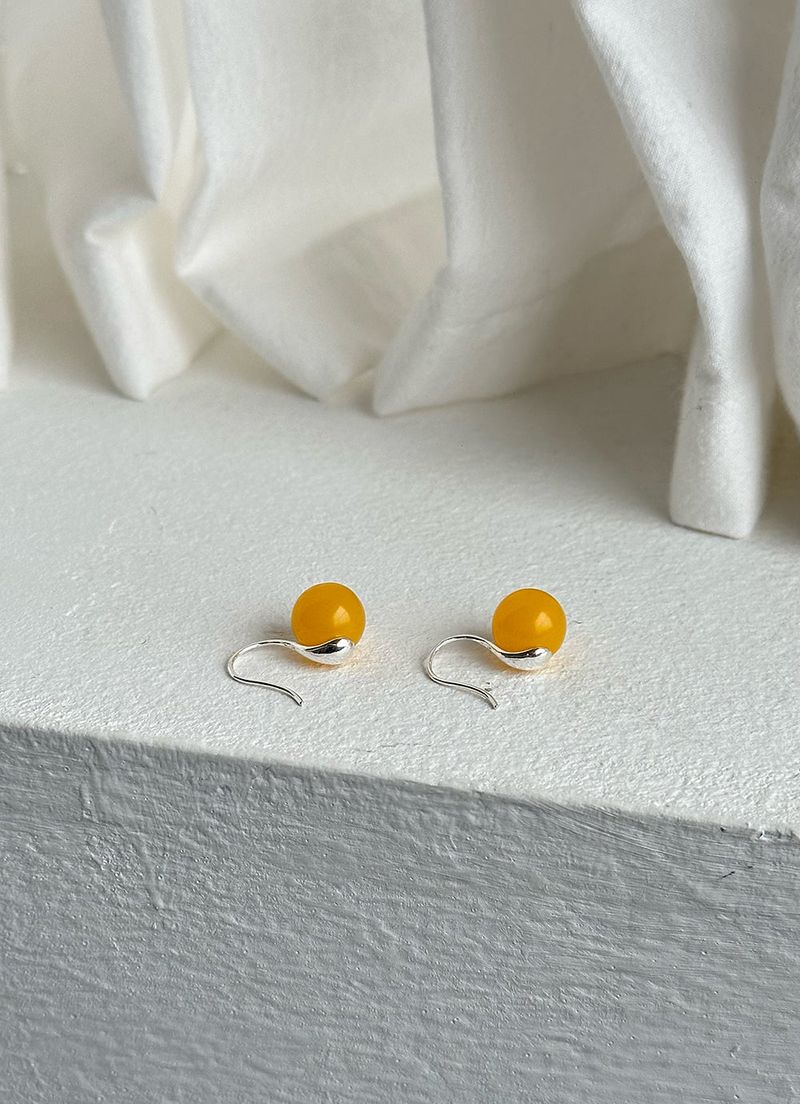 [silver925] amber ball hook earring