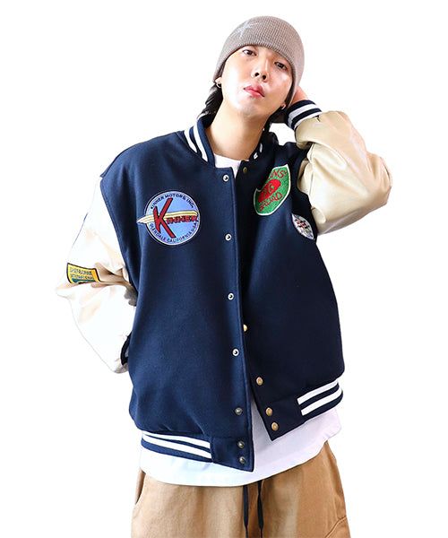 Oversized Varsity Jacket with Patches