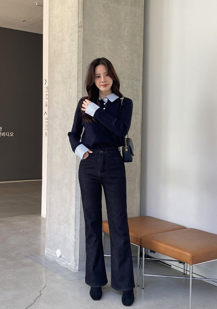 Corgette Brushed Span Bootcut Denim Pants