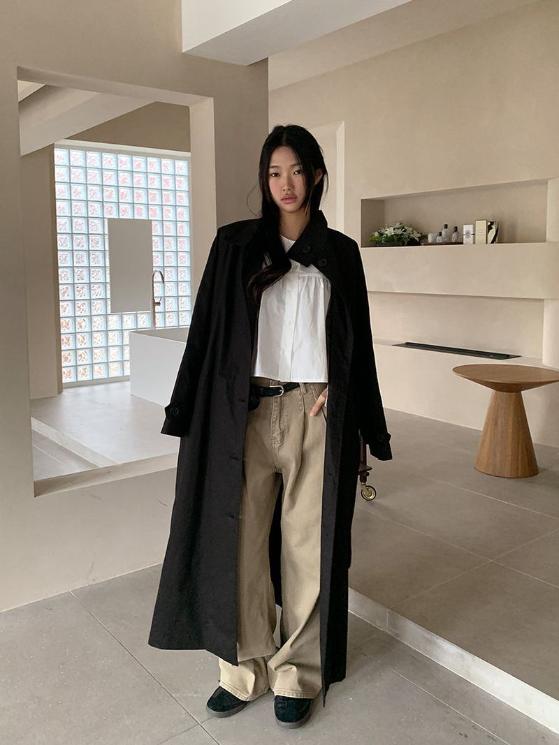 HIGH NECK MAXI TRENCH COAT (3C)