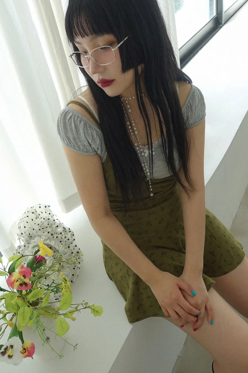 MOSS BLOOM CAMI MINI DRESS