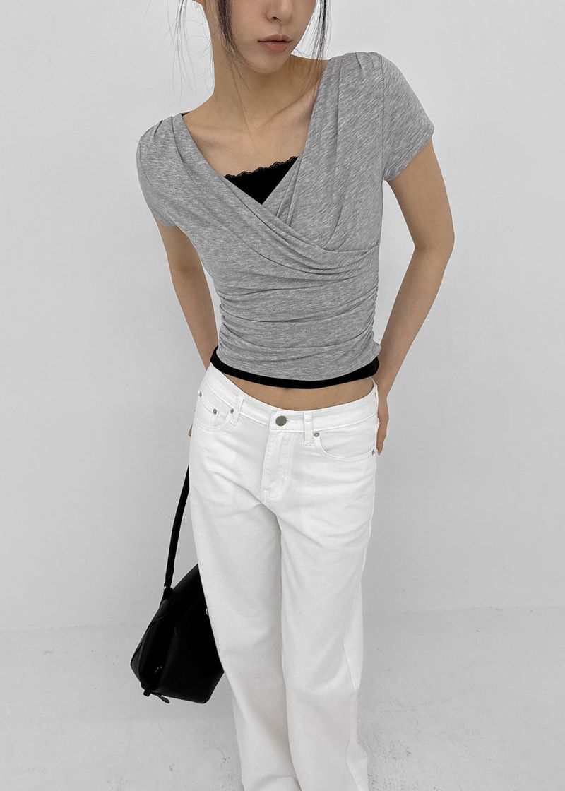 [MADE] Cujes Wrap Cap Sleeve Short Sleeve Top (Set Available)