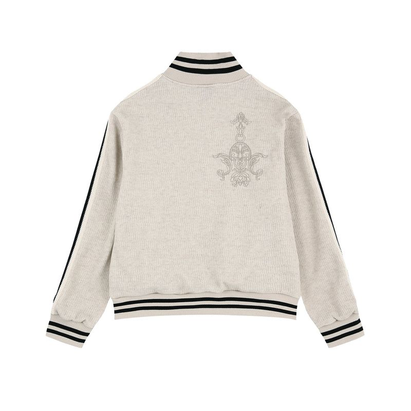 Embroidered Track Zip-Up Knit - Ivory