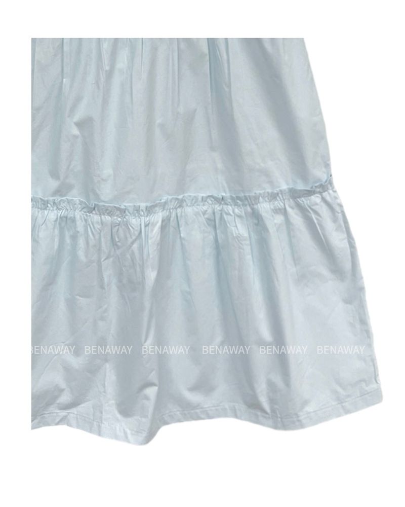 Pudie A-line Cotton Shirring Long Skirt 3C