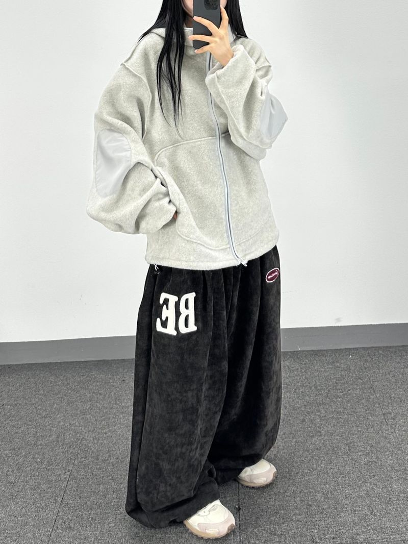 reverse elbow fleece zip-up