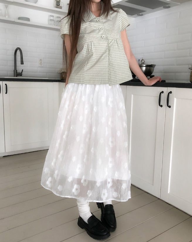 Linky Check Puff Blouse