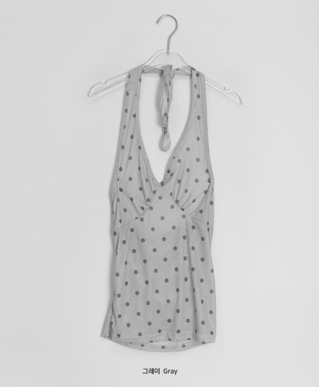Fling Halter Dot V-Neck Sleeveless