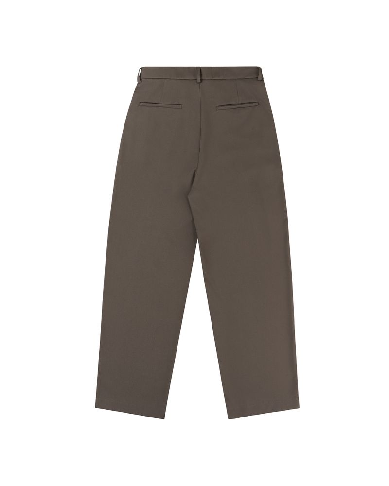 Metal Label Wide Trouser Pants - Brown