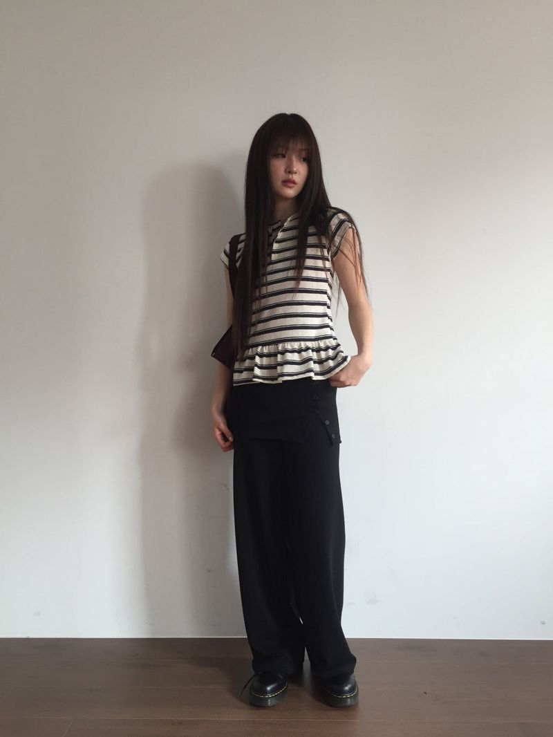 As-side button pants (2color)