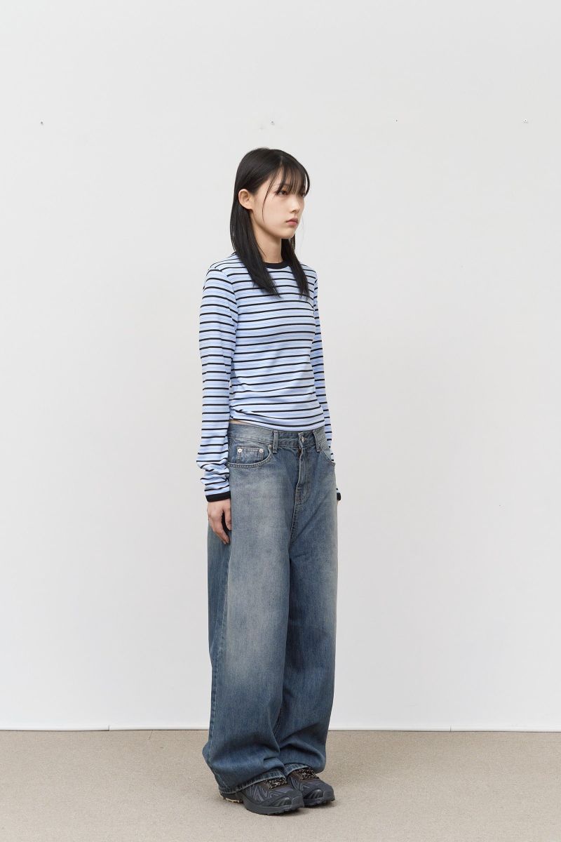 (W) Candy Fleece Striped Top