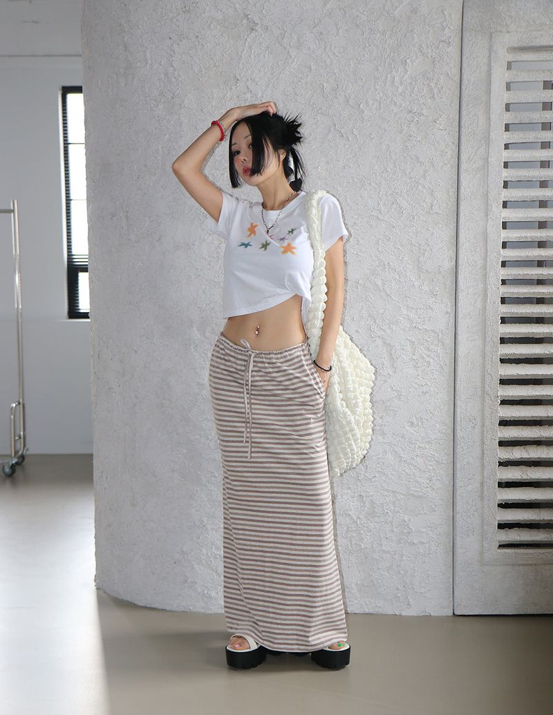 Stripe Juri Maxi Long Skirt