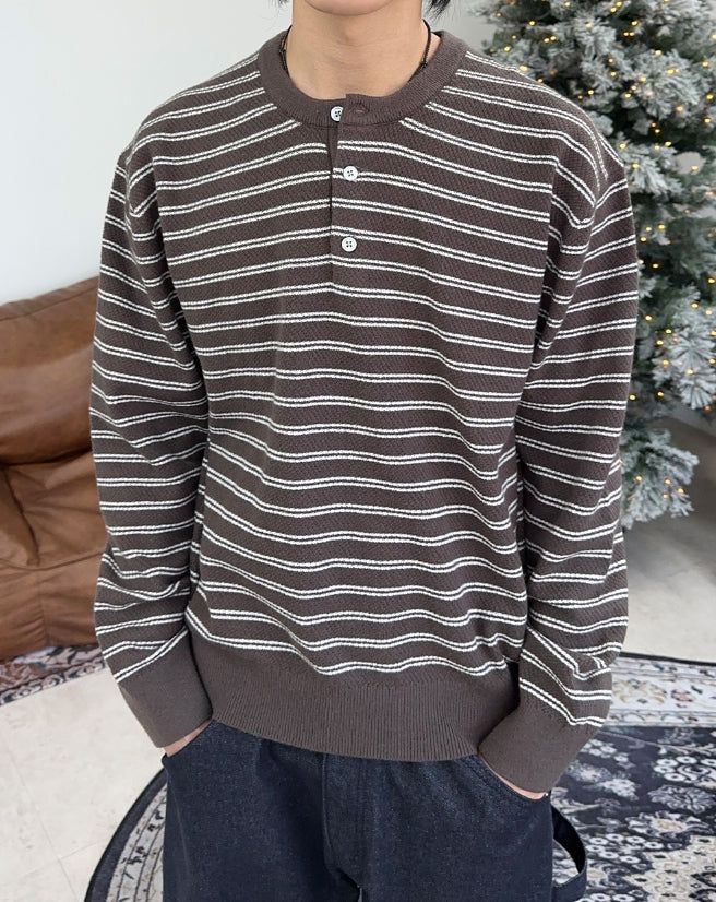 Lao Henley Neck Knit Long Sleeve