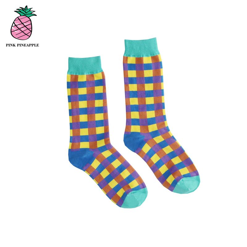 COLORED CHECK SOCKS (2PAIRS 1SET)