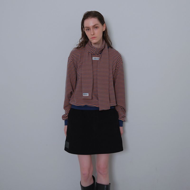Orange/Navy Stripe Fleece Mufler