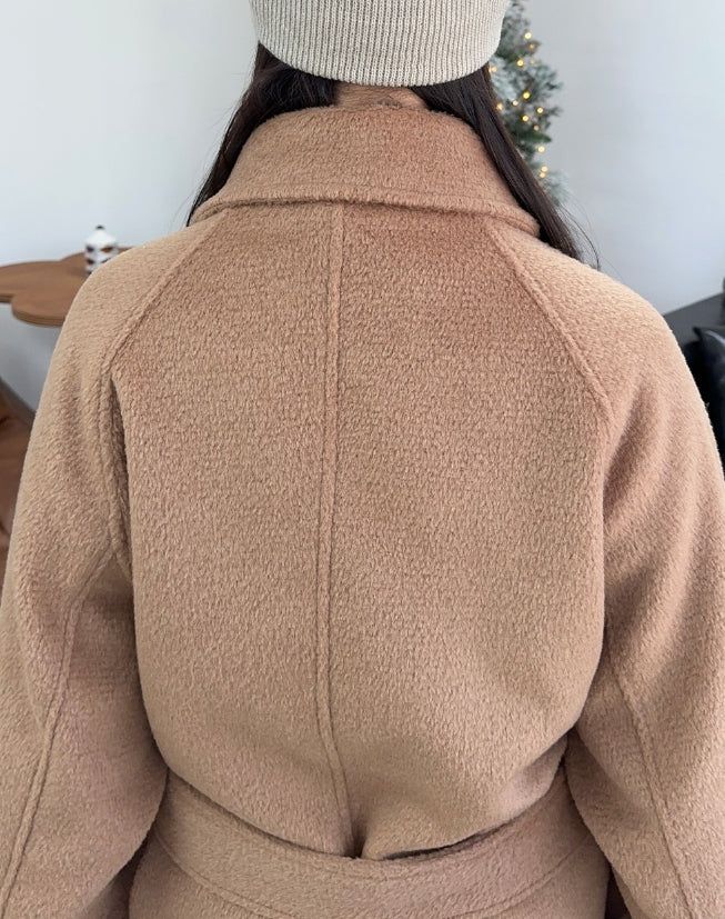 Aren Wool Raglan Belted Long Coat