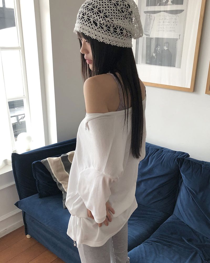 Malty stripe punching net see-through bini