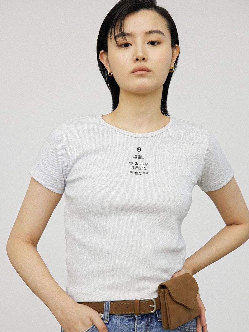 LETTERING COTTON SHIRT [ MELANGE GRAY ]
