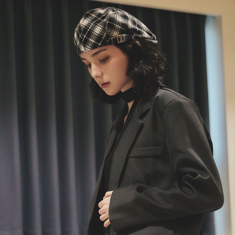 VA Square Belt Check Hunting Cap / Blackcheck