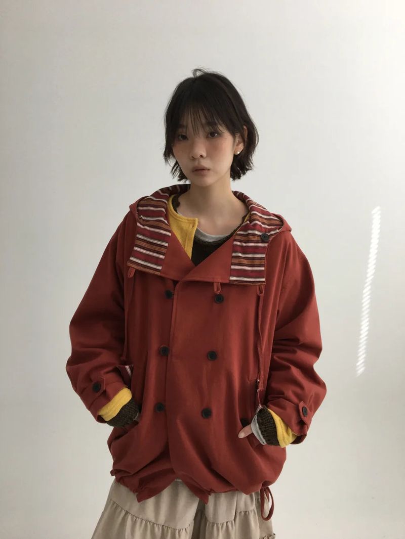 Hapo Button Hooded Short Field Jacket (2color)