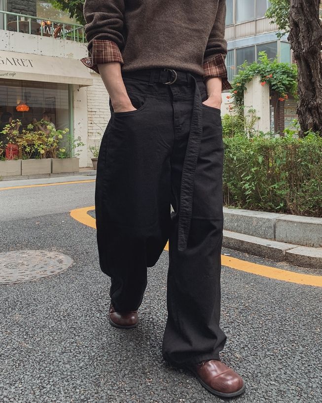 ハドン ヨーク カット ベルテッド ワイド パンツ