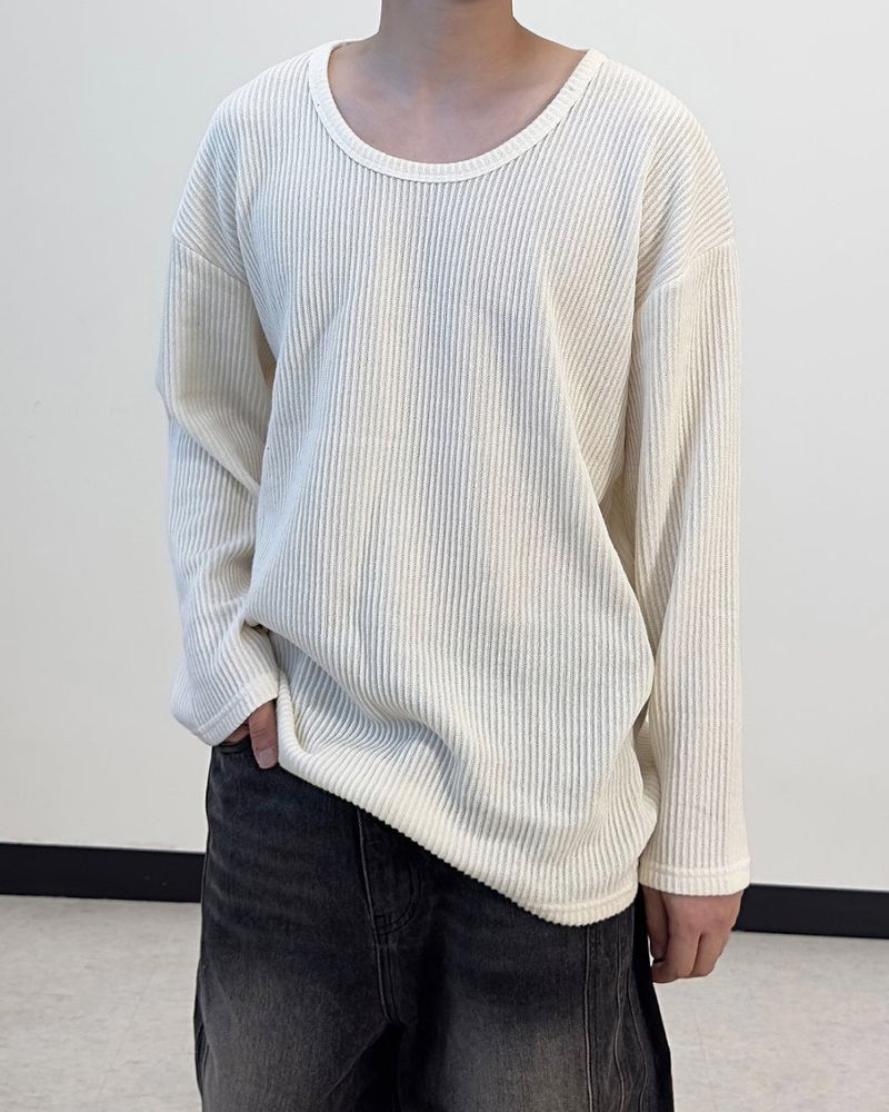 Hug Oversized Ribbed U-Neck Knit