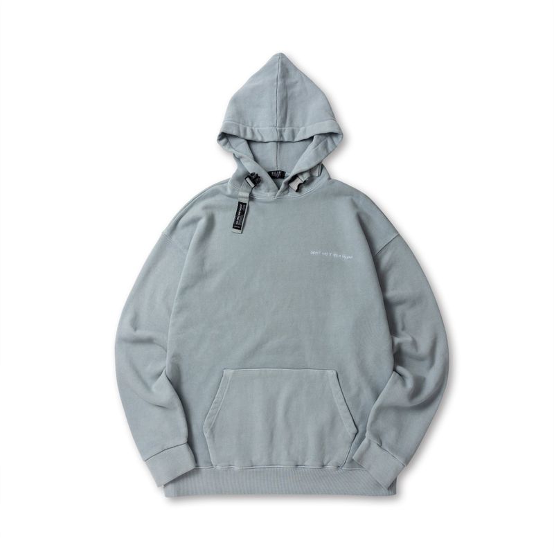 Pigment Slogan Buckle Hoodie - Gray
