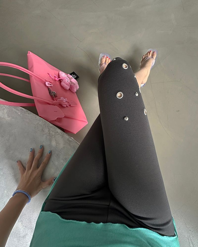 Punching Eyelet Stud Capri Pants