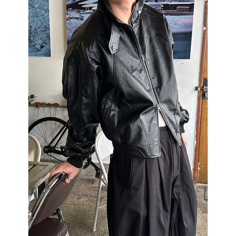 LAURANT（ロラン）の「 [Unisex] Islet curve leather blouson jacket(2color)（Jackets/Outerwear）」