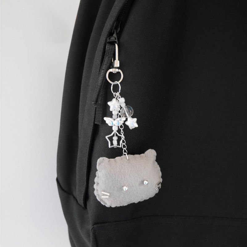 [soft keyring] silver cat (grey)