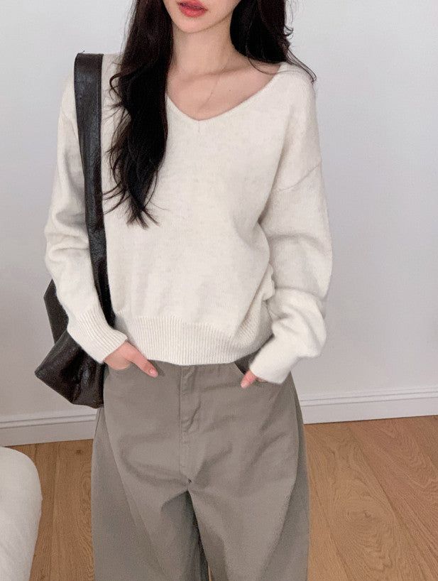 #Soft Wool V-neck Loose Fit Knit (6color)