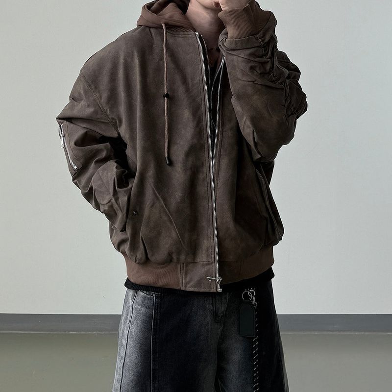 Neren Hood Bomber Leather Padding