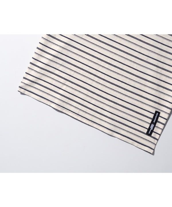 LBストライプ シンプルロゴ ウォッシュド Tシャツ(Ivory)