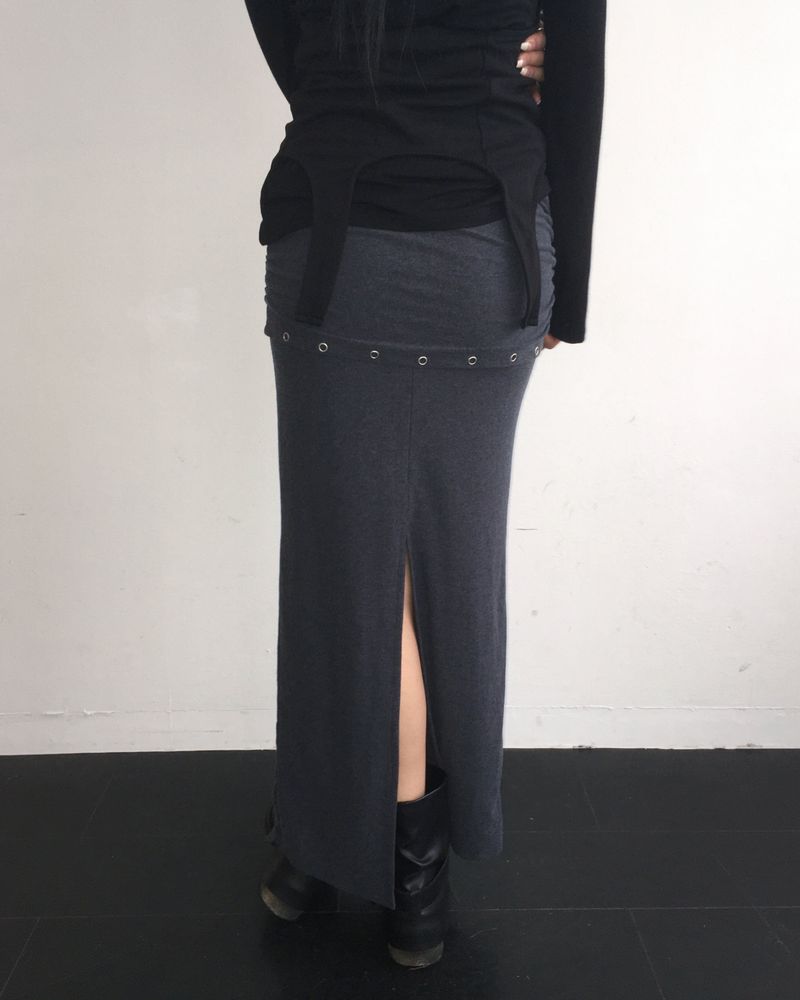 Layered stud long skirt