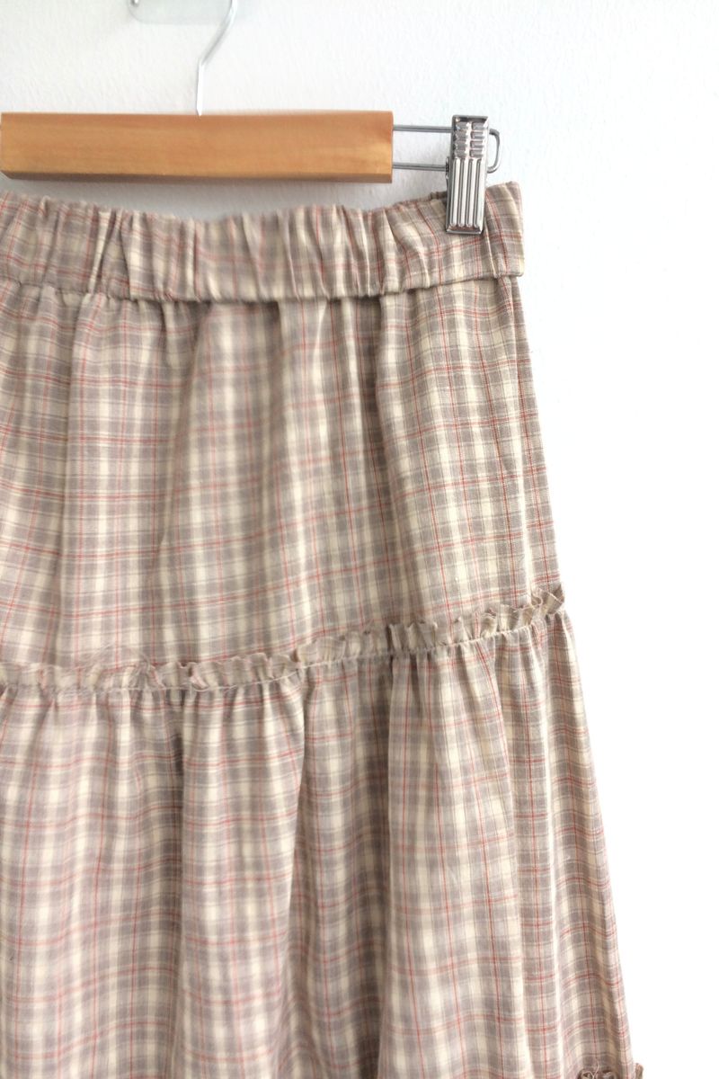 Meirin Shirring Checkered Skirt
