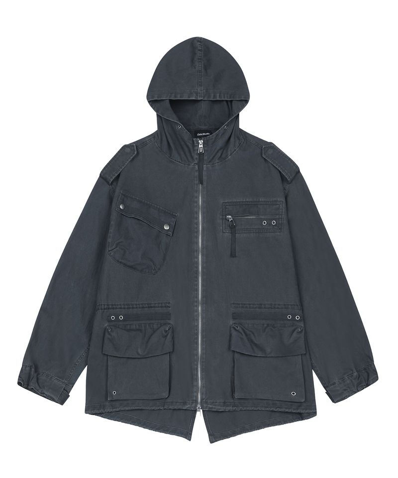 ODDSTUDIO（オッドスタジオ）の「Vintage Washed High-Neck Cotton Field Jacket - CHARCOAL（Jackets/Outerwear）」