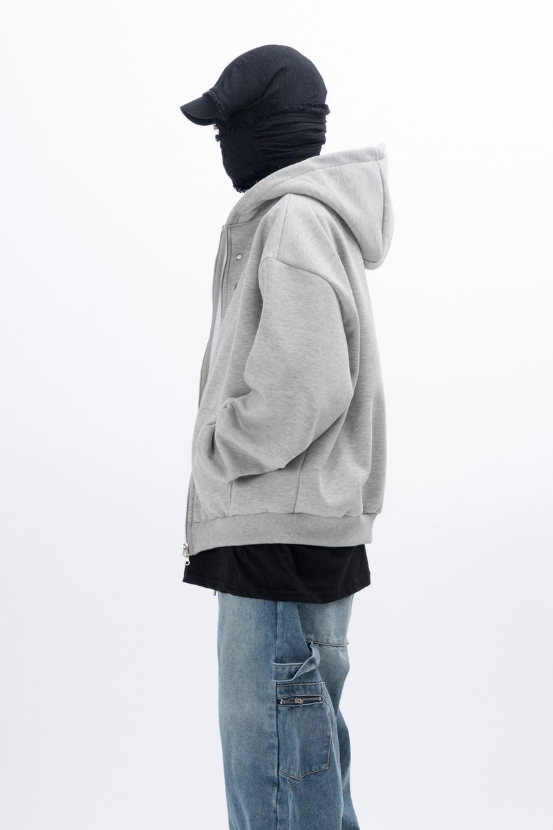 Eyelet Fleece Hooded Zip Up
